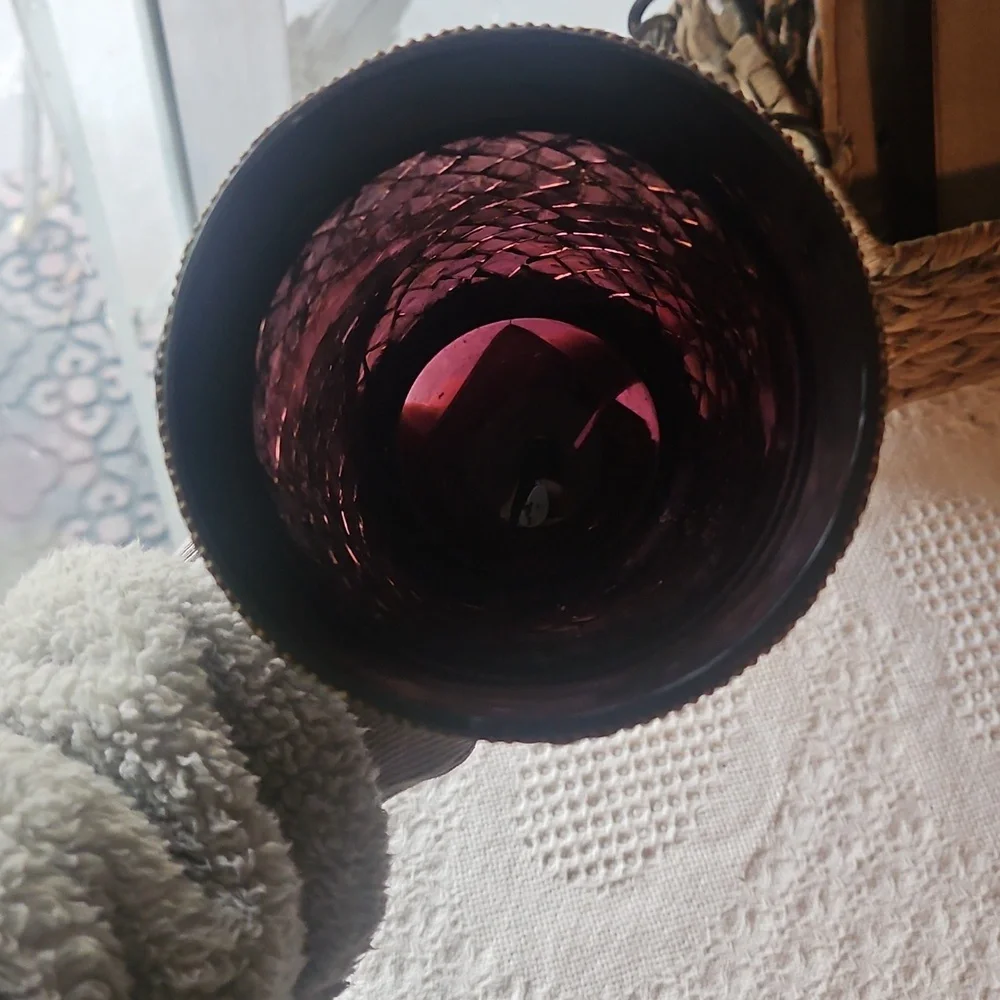 🍀Partylite Purple Mosaic Glass Candle Holder with Decorative Trim 5.5"🍀 - Picture 2 of 4